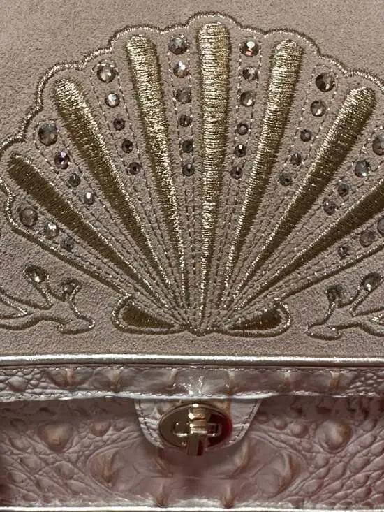 Brahmin Hallie Birch Del Mar Leather Satchel with Seashell Embroidery - Picture 6 of 6